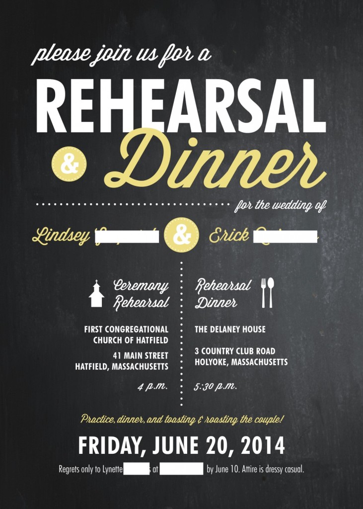 Chalkboard Rehearsal Dinner Invitation